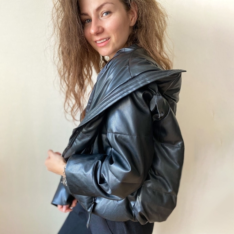 Winter Pu Leather Coat Women New Fashion Thick Warm Pu Hooded Ladies Parkas Female Jacket 201020