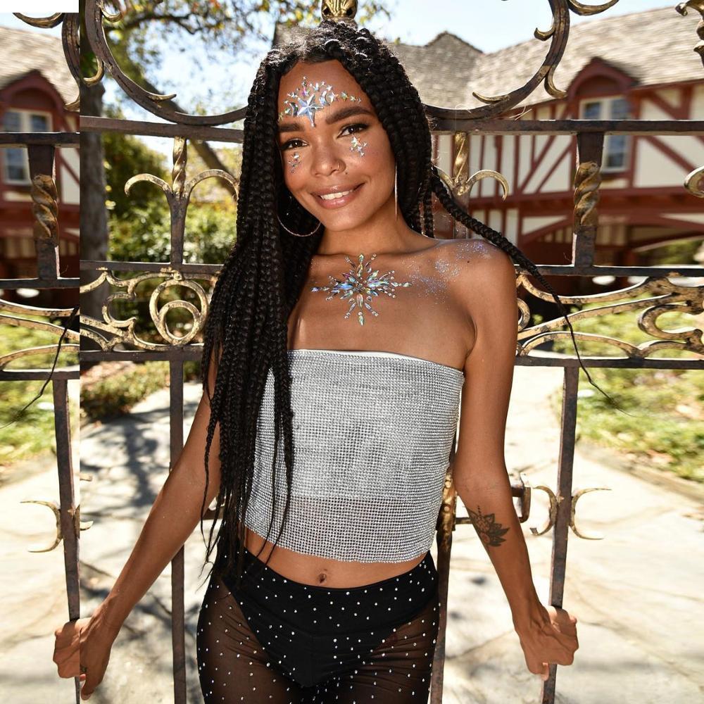 Women Sexy Crop Top Backless Bling Metallic Sequin Shiny Gold Tank Top Vest Rhinestone Night Club Party Chain Camisole T200728