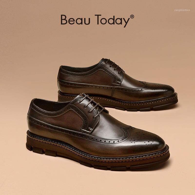 Brogues Men Calfskin Leather Round Toe Formal Lace-Up Classic Business Gentlemen Platform Shoes Handmade BeauToday 555061, Black
Brogues Men Calfskin Leather Round Toe Formal Lace-Up Classic Business Gentlemen Platform Shoes Handmade BeauToday 555061, Black