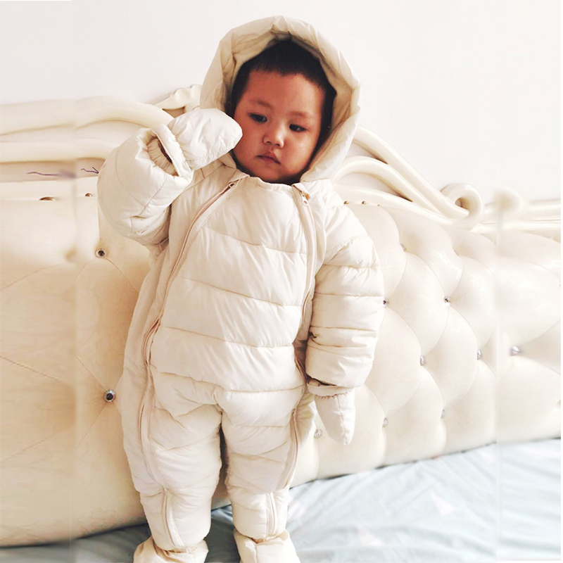 OLEKID 2020 Newborn Baby Jumpsuit Hooded Plus Velvet Warm Baby Boys Snowsuit Toddler Snow Suit Baby Girl Cotton Overalls Rompers LJ201023