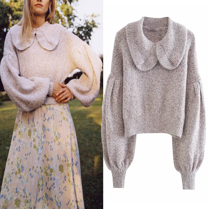 2021 New Women Purple Cropped Knitted Sweater Woman Autumn Winter Fashion Ruffled Collar Puff Long Sleeves Pullover 1r3y
2021 New Women Purple Cropped Knitted Sweater Woman Autumn Winter Fashion Ruffled Collar Puff Long Sleeves Pullover 1r3y