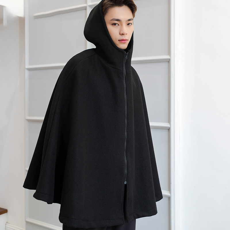 M-4XL woolen cape coat men's bat-type autumn and winter hooded coat men's hoodie coat men's woolen cape cape 201222