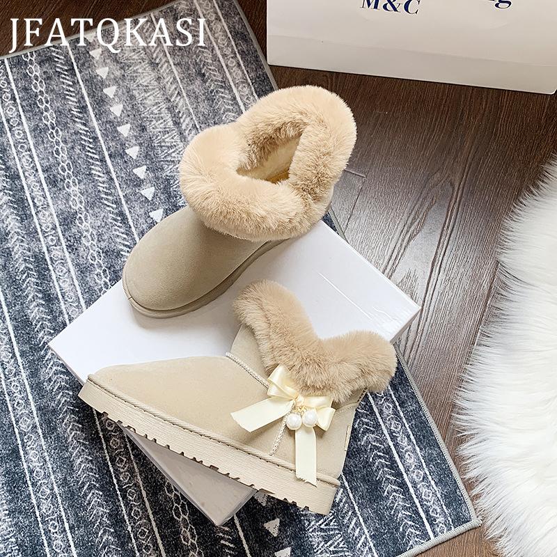 Women Boots Warm Plush Snow Shoes Bow-Knot Pearl Abrasion Resistant Ankle Boots Non-Slip On Fashion Plus Velvet Winter Shoes New, Beige shoes
Women Boots Warm Plush Snow Shoes Bow-Knot Pearl Abrasion Resistant Ankle Boots Non-Slip On Fashion Plus Velvet Winter Shoes New, Beige shoes