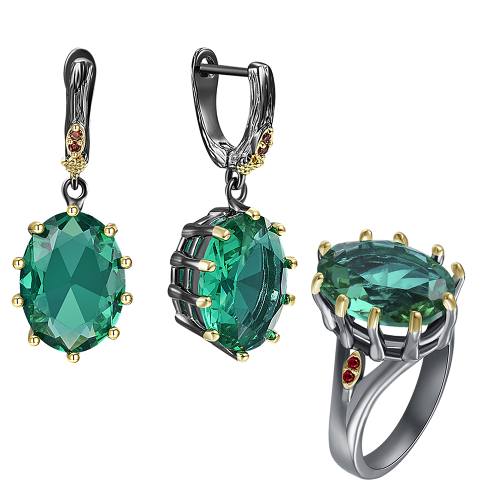 Beautiful Christmas Gift DK Green Earrings Ring Jewellery Setting Big Oval Stone Statement 2pcs Jewelry Sets, Deep green
Beautiful Christmas Gift DK Green Earrings Ring Jewellery Setting Big Oval Stone Statement 2pcs Jewelry Sets, Deep green