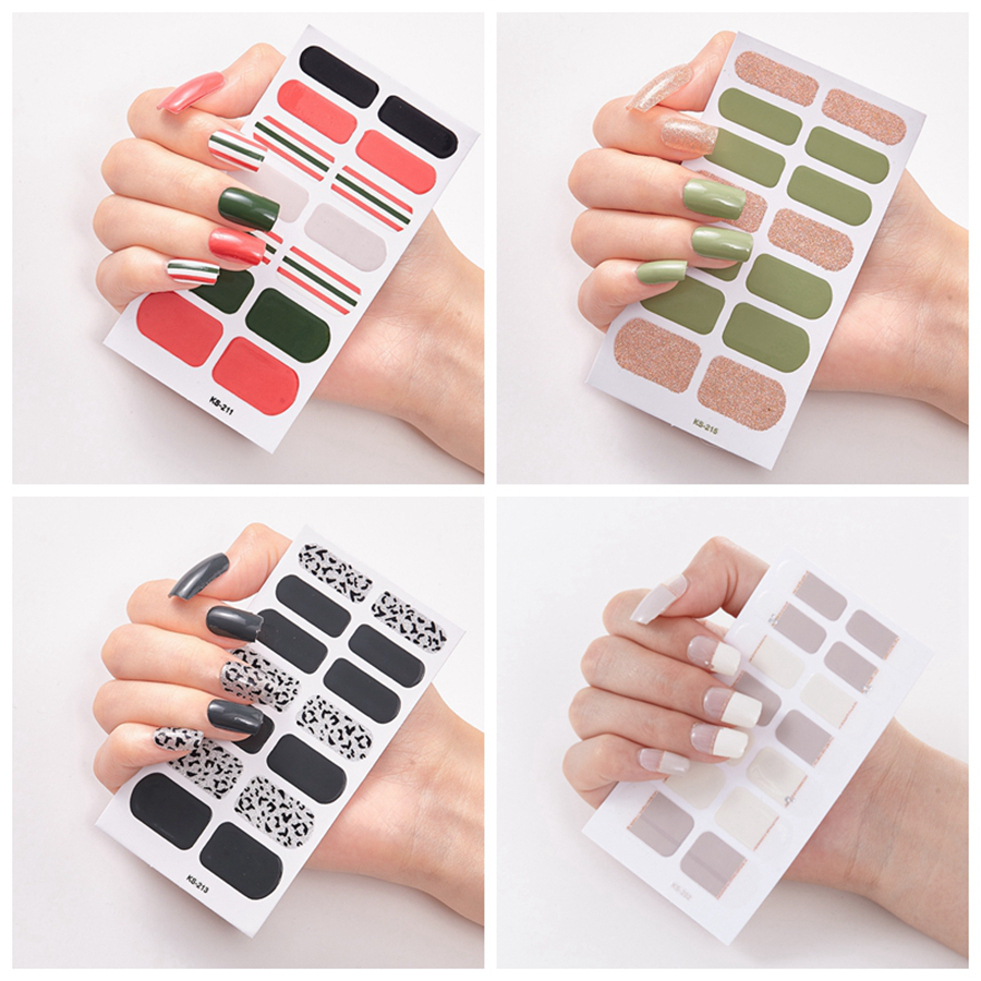 Full Nail Wraps Art Polish Stickers Leopard Decal Strips Adhesive False Nail Design Manicure Set 3D Shiny Nail Stickers