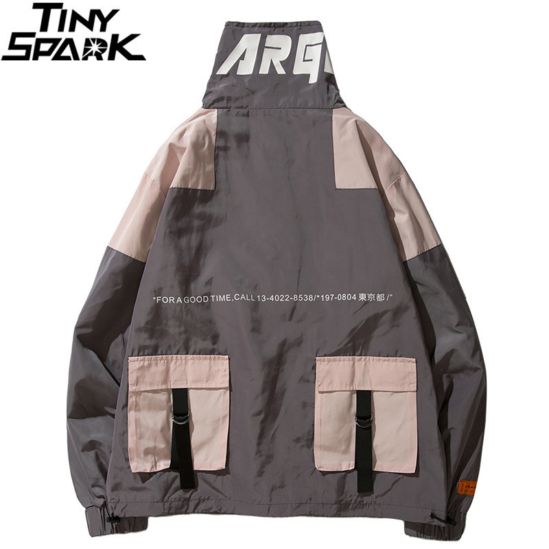 Hip Hop Jacket Windbreaker Men Japan Harajuku Multi Pockets Jacket Coat Retro Vintage Casual Track Jacket Streetwear Autumn 201127