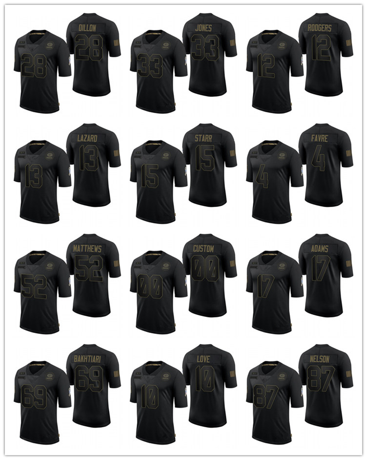 Green Bay''Packers''MEN WOMEN YOUTH Aaron Jones Aaron Rodgers Black Limited football Jersey 2020 Salute to Service
Green Bay''Packers''MEN WOMEN YOUTH Aaron Jones Aaron Rodgers Black Limited football Jersey 2020 Salute to Service