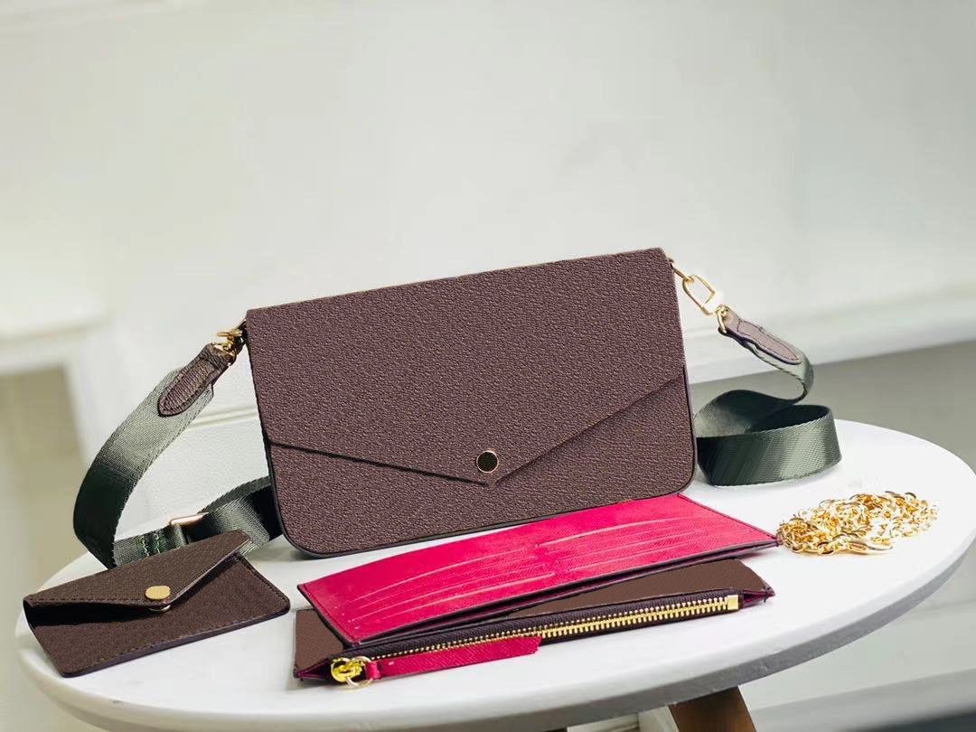 New Fashion Women Bag Brown Letter 3 in 1 High quality Strap Bag Genuine Leather Credit Card Wallet Cross body Purse Shoulder Flap Bags Tote, Pink strap
New Fashion Women Bag Brown Letter 3 in 1 High quality Strap Bag Genuine Leather Credit Card Wallet Cross body Purse Shoulder Flap Bags Tote, Pink strap