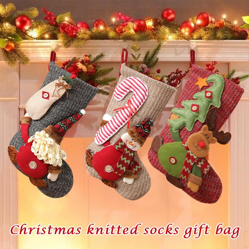 Christmas Socks Gift Bag Santa Socks Candy Gift Bag Christmas Pendant UD88