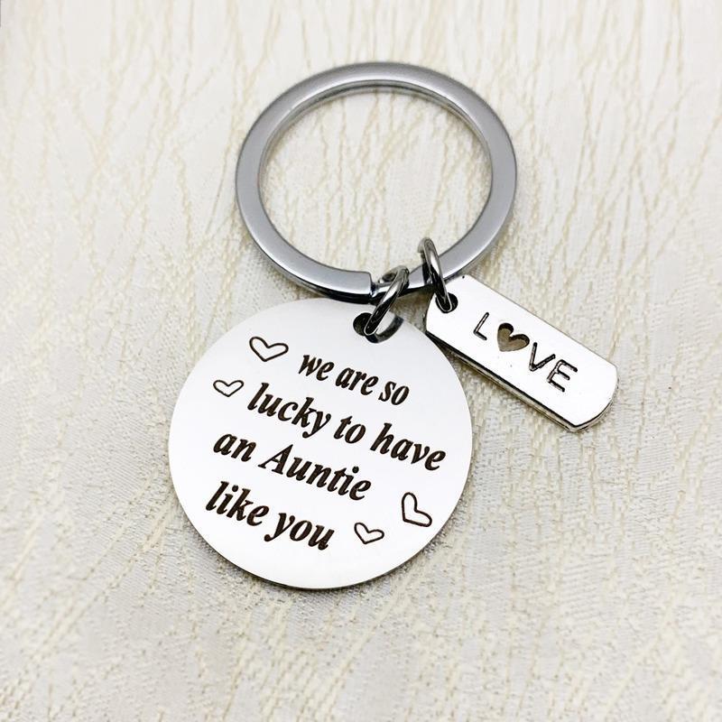DoraDeer Creative Key Chain Women Lucky To Have An Auntie Like You Keychain Silver Color Key Ring Stainless Pendant Accessories1 
DoraDeer Creative Key Chain Women Lucky To Have An Auntie Like You Keychain Silver Color Key Ring Stainless Pendant Accessories1