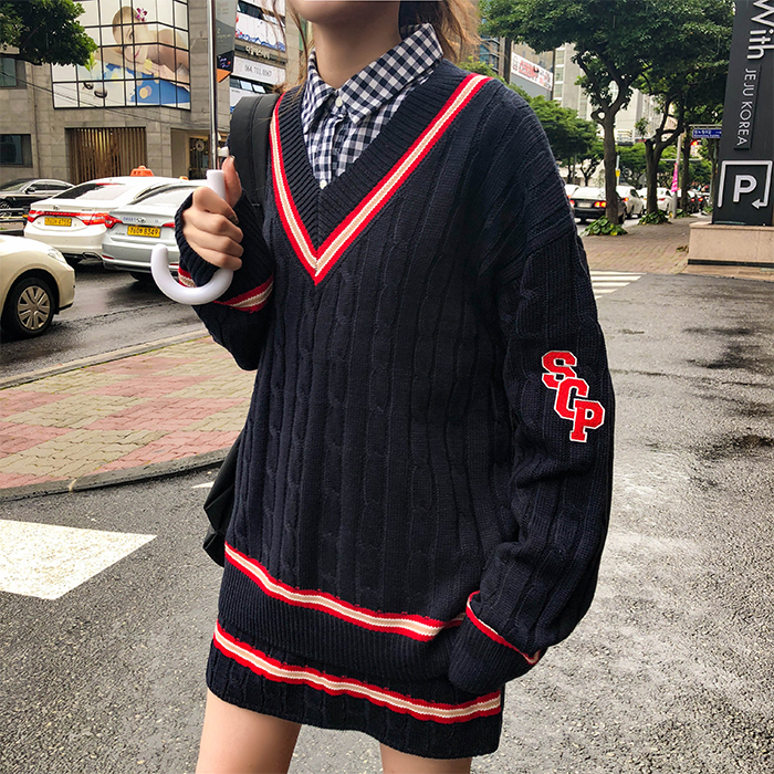 3 colors sweater skirt women set preppy style v neck sweaters and pullovers Aline mini Skirt Womens two pcs set x914 T200325