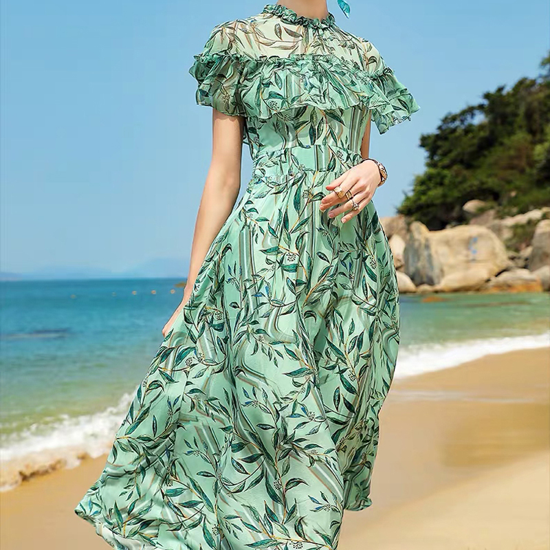 2021 New Designer Elegant Woman' Temperament Plied Dress in Summer Floral Print Extension Sleeve High Quality 5lz7, Turquoise
2021 New Designer Elegant Woman' Temperament Plied Dress in Summer Floral Print Extension Sleeve High Quality 5lz7, Turquoise