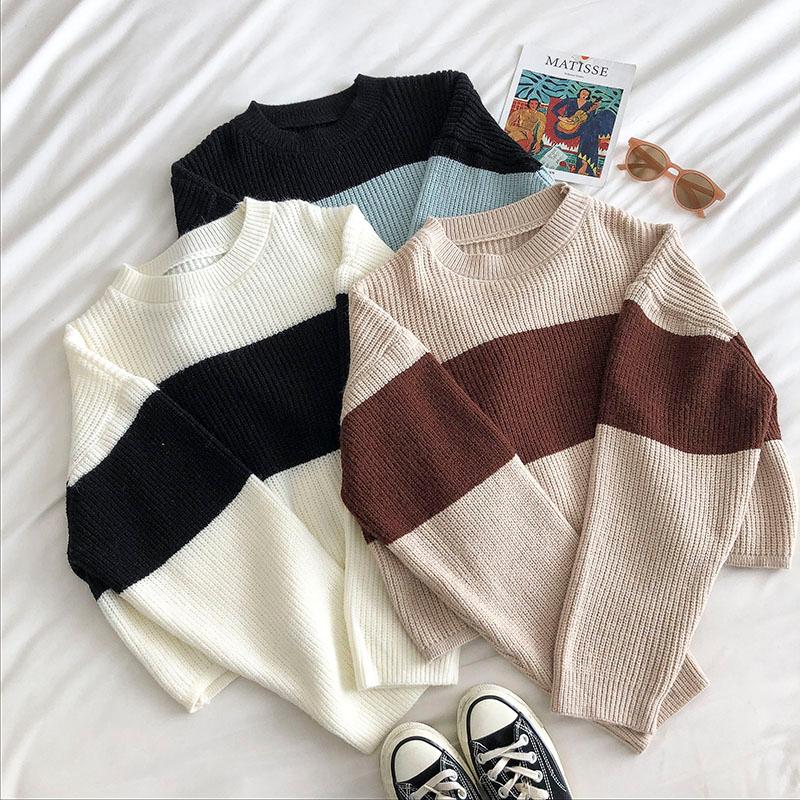 Vintage Crop Sweater Women Fashion Long Sleeved Loose Korean Stripe Sweaters Woman Oversized Short Knitted Tops, Black
Vintage Crop Sweater Women Fashion Long Sleeved Loose Korean Stripe Sweaters Woman Oversized Short Knitted Tops, Black