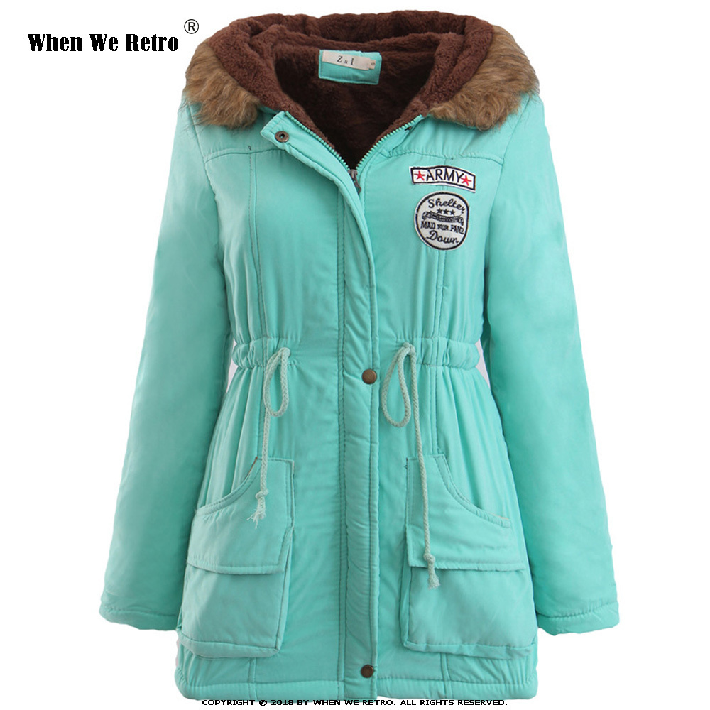 When We Retro Womens Parka Casual Outwear Autumn Winter Thick Warm Hooded Jackets Coat Plus Size 3xl Slim Women's Jackets QY0611 T200114