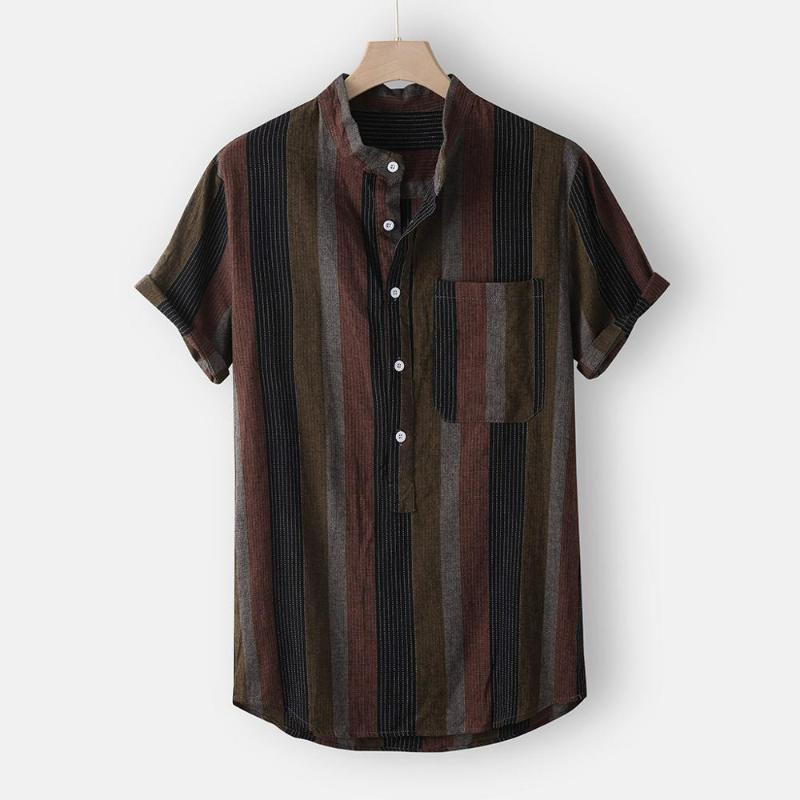 Men's shirts chemise Casual short sleeve shirt men streetwear Stand Collar Strip Print Loose Blouse Top camisa masculina, White;black
Men's shirts chemise Casual short sleeve shirt men streetwear Stand Collar Strip Print Loose Blouse Top camisa masculina, White;black