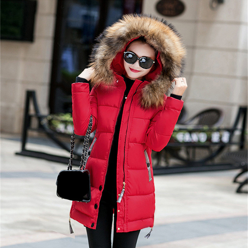 New 2019 Winter Jacket Women Coats Artificial raccoon hair collar Female Parkas black Thick Cotton Padded Lining Ladies Coats T200114