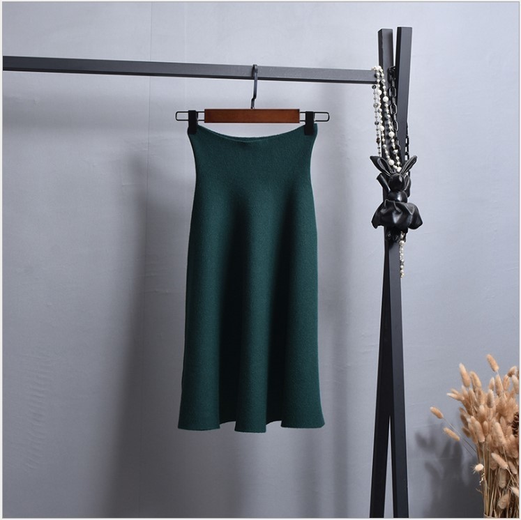 black grey wine red blue stretch high waist wool umbrella aline knitted for women autumn winter thickening warm woollen skirts T200324