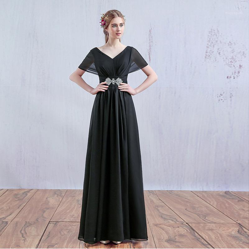 Women's formal prom evening dress sexy V neck Chiffon A line long wedding party dress Plus size Ceremony1, Black
Women's formal prom evening dress sexy V neck Chiffon A line long wedding party dress Plus size Ceremony1, Black
