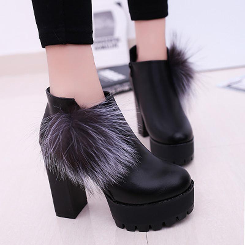 Women's boots 2020 Autumn/winter thick heel ultra high heel warm waterproof platform woolen leather boots, Black (wool)
Women's boots 2020 Autumn/winter thick heel ultra high heel warm waterproof platform woolen leather boots, Black (wool)