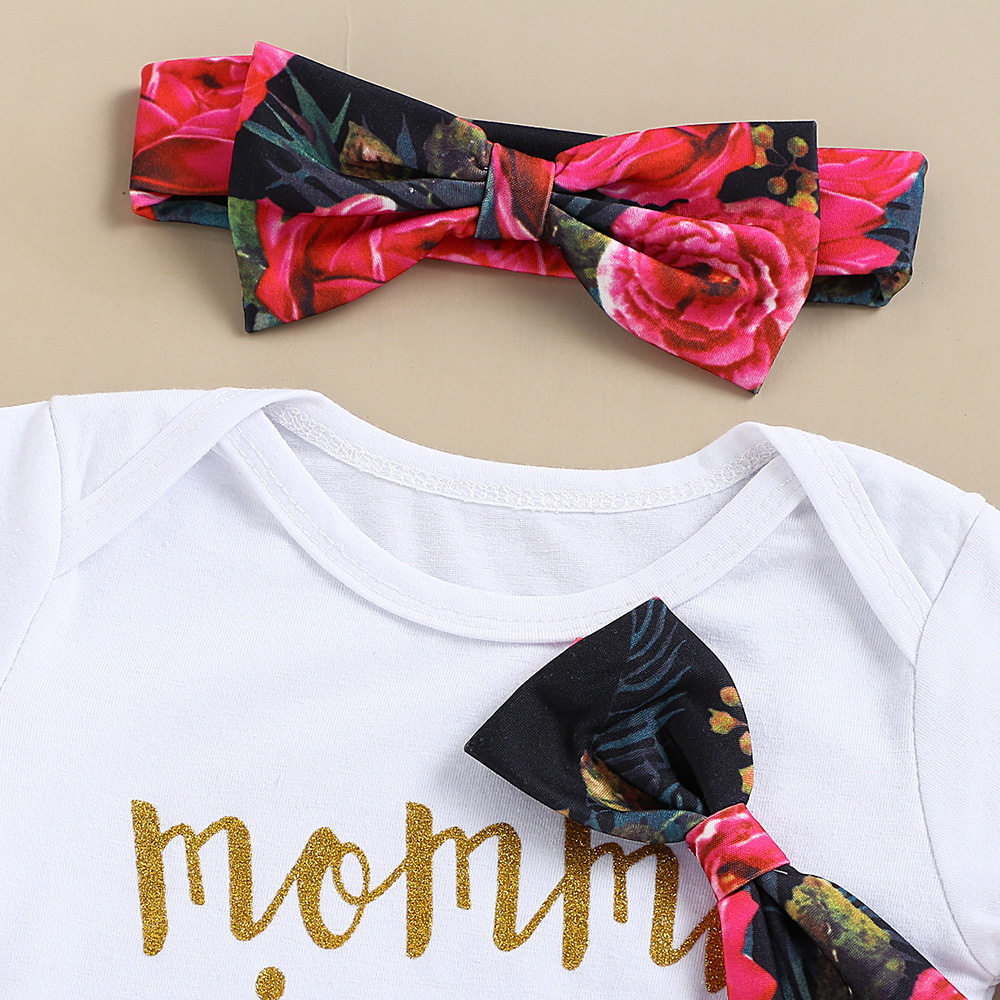 2020 Baby Summer Clothing Newborn Baby Girl Clothes Short Sleeve Romper Floral Pants Headband Cotton Outfit for 0- LJ201223