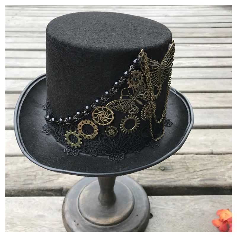 Wide Brim Hats Handmade Steampunk Top Hat With Metal Gear For Men Women Magic Bowler Size 57CM Steampunk1, Black
Wide Brim Hats Handmade Steampunk Top Hat With Metal Gear For Men Women Magic Bowler Size 57CM Steampunk1, Black