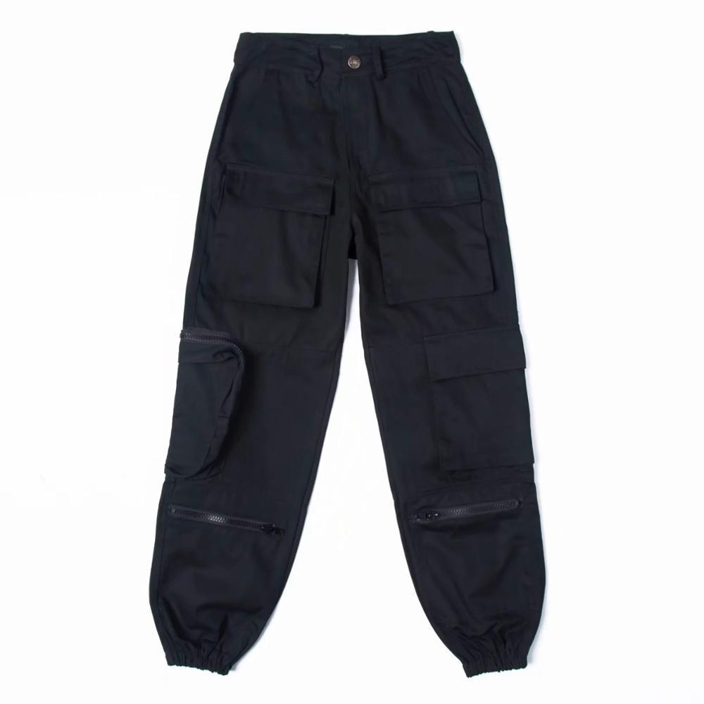 3 Colors Streetwear Multi Pockets Cargo Pants Women Harem Trousers Casual Joggers Female High Waist Loose Slacks Femme Pantalon 201106