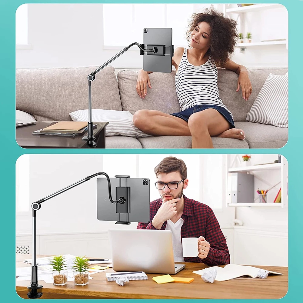 Mobile Phone Universal Holder Flexible Adjustable Phone Clip Lazy Home Bed Desktop Mount Folding tripod Anti-shake for 4.7-12.96 Inch Device stand vid