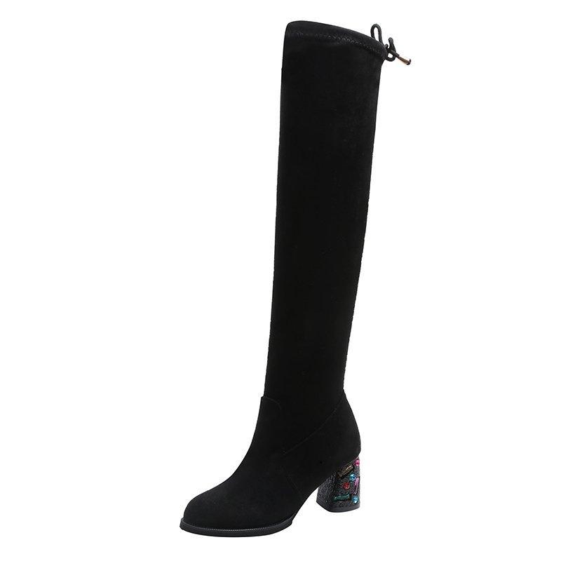 Winter Fashion Ladies High Boots Mujer Botas Round Toe On Knee Boots High Quality Sheepskin Ladies Color Crystal Heel, Black
Winter Fashion Ladies High Boots Mujer Botas Round Toe On Knee Boots High Quality Sheepskin Ladies Color Crystal Heel, Black