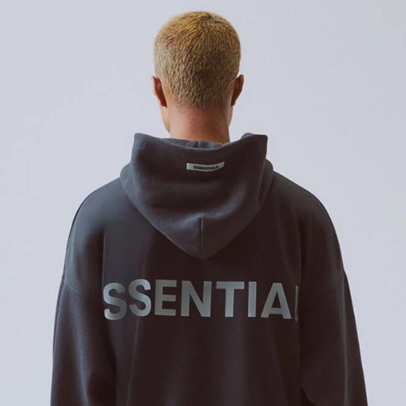 2021 19SS FOG FEAR OF GOD ESSENTIALS 3M Reflective Letter Printing Fashion Hoodie High Street Casual Hoodie Pullover Sweater Street, Black