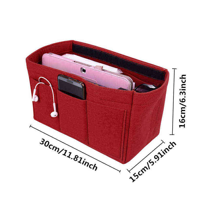 Felt Women Make up Organizer Insert Bag For Handbag Travel Inner Purse Girl Portable Cosmetic Bags Fit Various Brand Storage Bag 202211