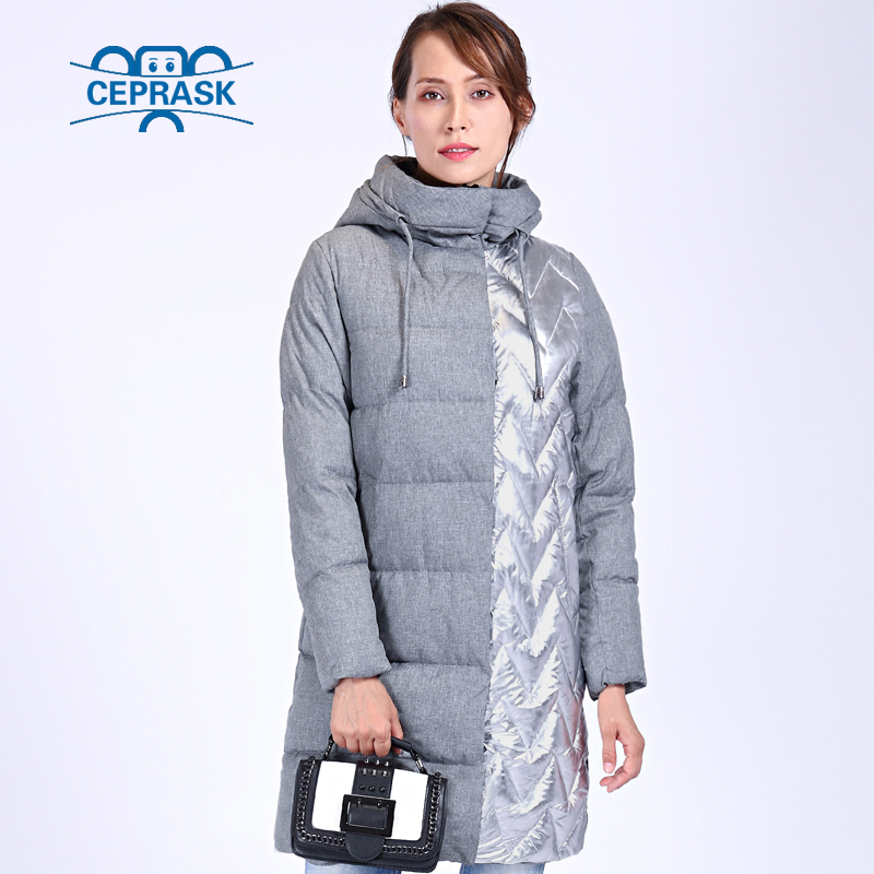 CEPRASK New Metallc Thick Parka Plus Size Long Bio fluff Hooded Women Winter coat European style Warm Stylish Winter Jacket 200928