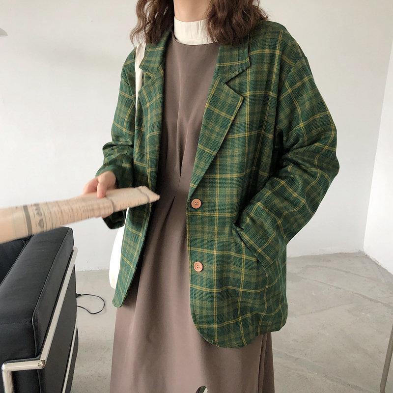 Alien Kitty Chic Brief All Match Green Plaid Vintage Streetwear Feminine Retro Loose Office Lady Casual Stylish Women Blazers, Photo color
Alien Kitty Chic Brief All Match Green Plaid Vintage Streetwear Feminine Retro Loose Office Lady Casual Stylish Women Blazers, Photo color