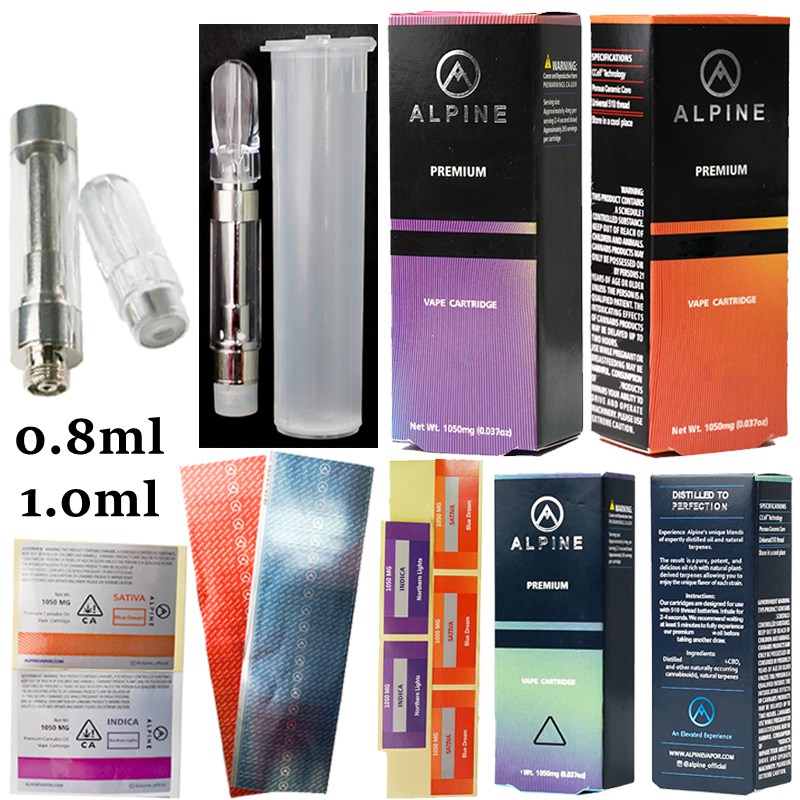 Alpine Vape Cartridges 0.8 1.0ml Ceramic Coil Carts Press Snap On TH205 Vapes Pen Thick Fit Oil Dab E Cigarettes Packaging 510 Thread Empty
Alpine Vape Cartridges 0.8 1.0ml Ceramic Coil Carts Press Snap On TH205 Vapes Pen Thick Fit Oil Dab E Cigarettes Packaging 510 Thread Empty