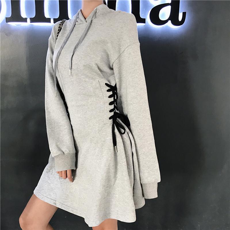 Dress Spring And Autumn Women' Lace-up Waist Slim Black Gothic Short Fan Retro Waist Slimming Long-sleeved Hooded Sweater Dress, White
Dress Spring And Autumn Women' Lace-up Waist Slim Black Gothic Short Fan Retro Waist Slimming Long-sleeved Hooded Sweater Dress, White