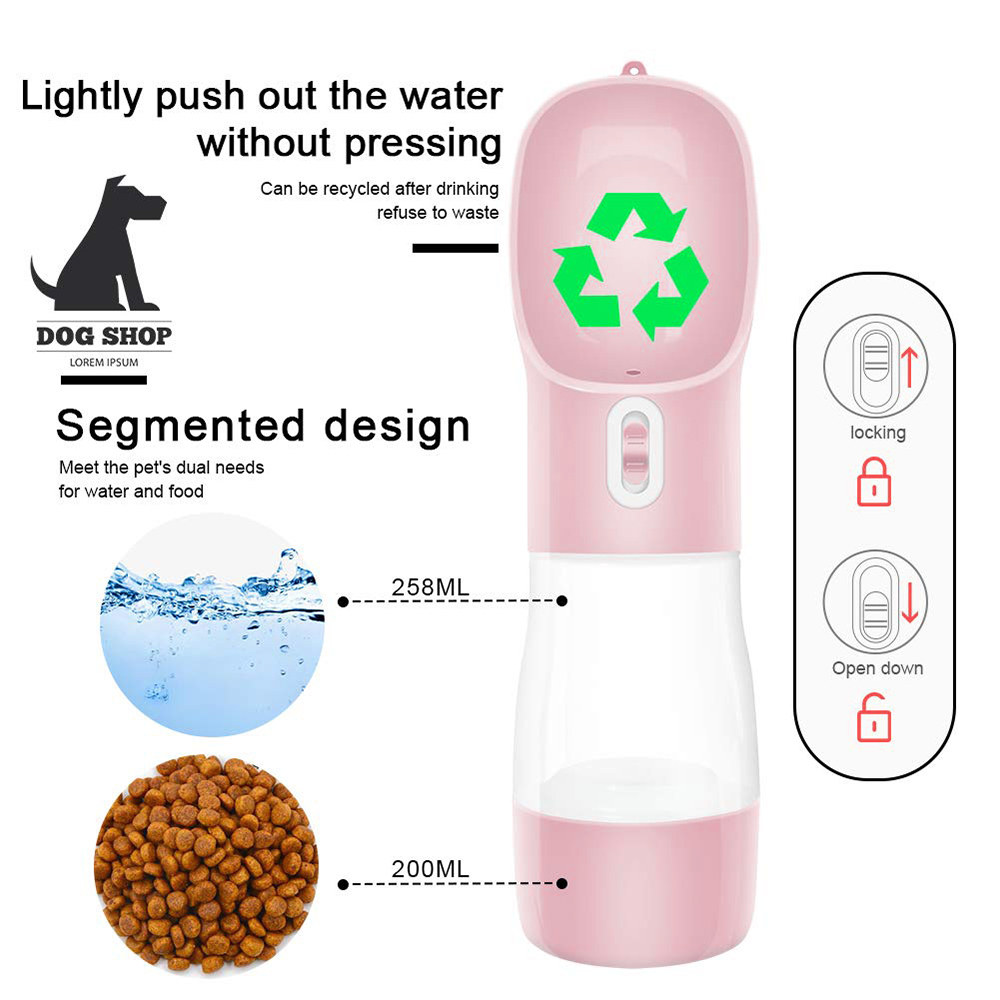 free shipping HOOPET Pet Feeder Portable Food Bottle Pets Outdoor Travel Drinking Dog Bowls Water Bowl for Dogs T200101