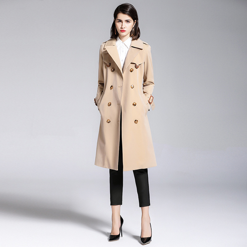 NAQIT Women's Clothing Trench women's midlength office jacket 2020 spring and autumn doublebreasted khaki windbreaker jacket T200805