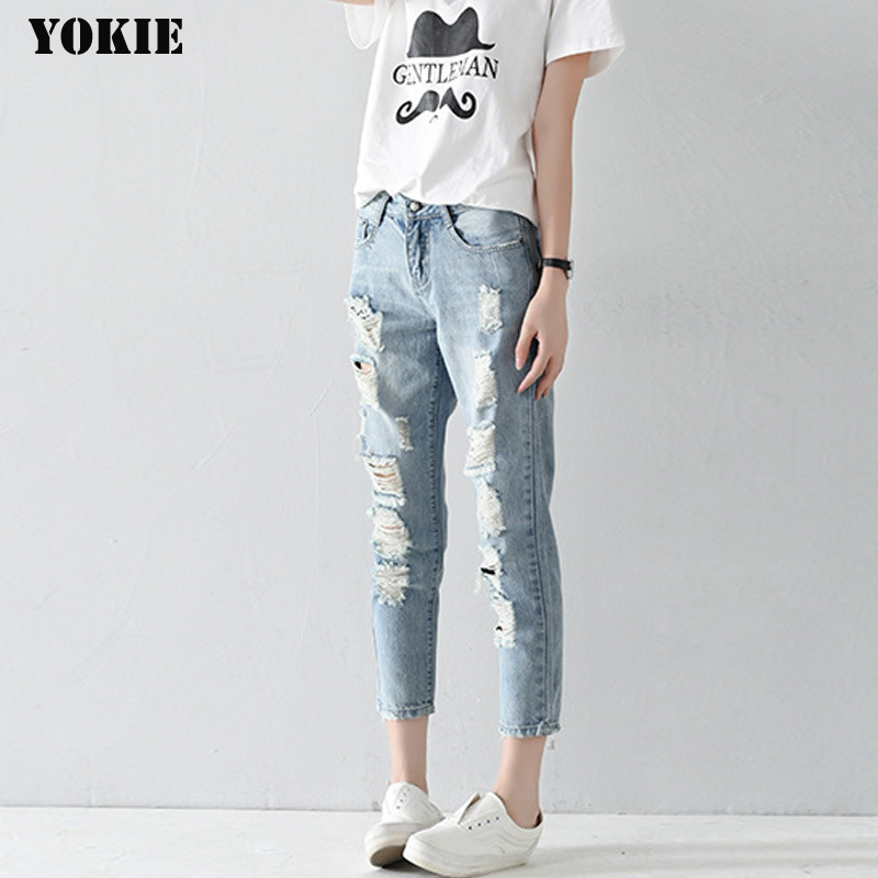 Plus size 25-32 Hole ripped jeans women harem pants loose ankle-length pants Boyfriends For woman Ladies skinny jeans 201029