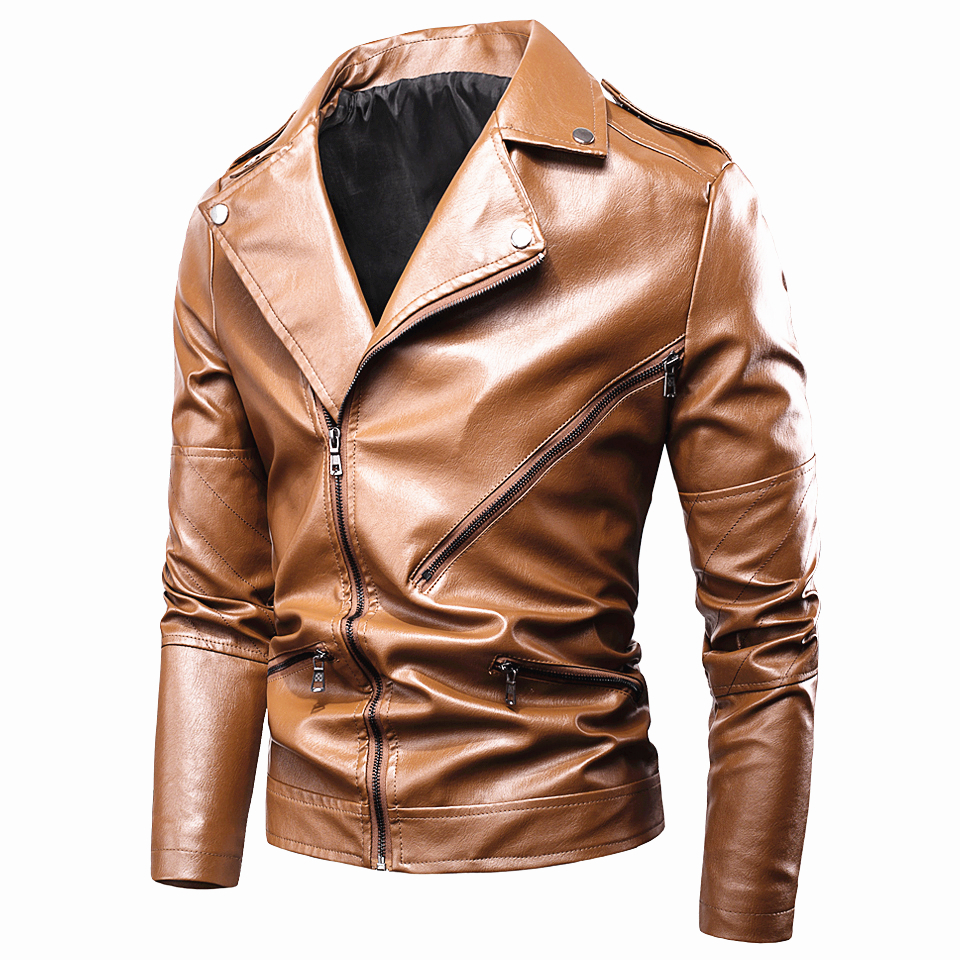 Ucrazy Men Autumn New Casual Moto Leather Jacket Coat Men Fashion Vintage Outfit Zipper Distressed Faux Leather Jackets Men 201120
