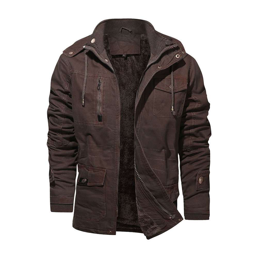 Men Vintage Pure Cotton Jacket Military Coat Fashion Mens Winter Thicken Warm Parkas Casual Outdoor Cotton Padded Outerwear 201128