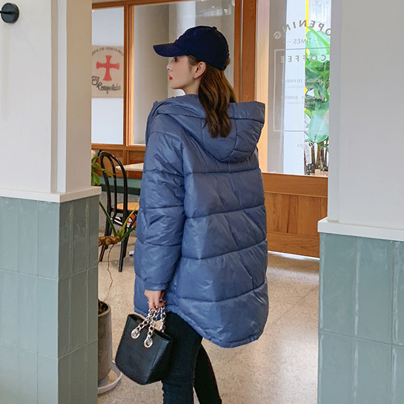 Women's Winter Jacket Oversized Thick Long Parkas Female Hooded Solid Cotton Padded Loose Plus Size Stand Collar Casual Coats 201217