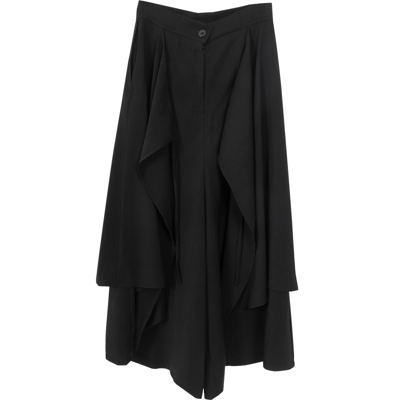 LANMREM Black Zipper Waist Splicing Ruffled Irregular Woman Skirt Casual Versatile Simple Fashion autumn Dresses New TV783 201031