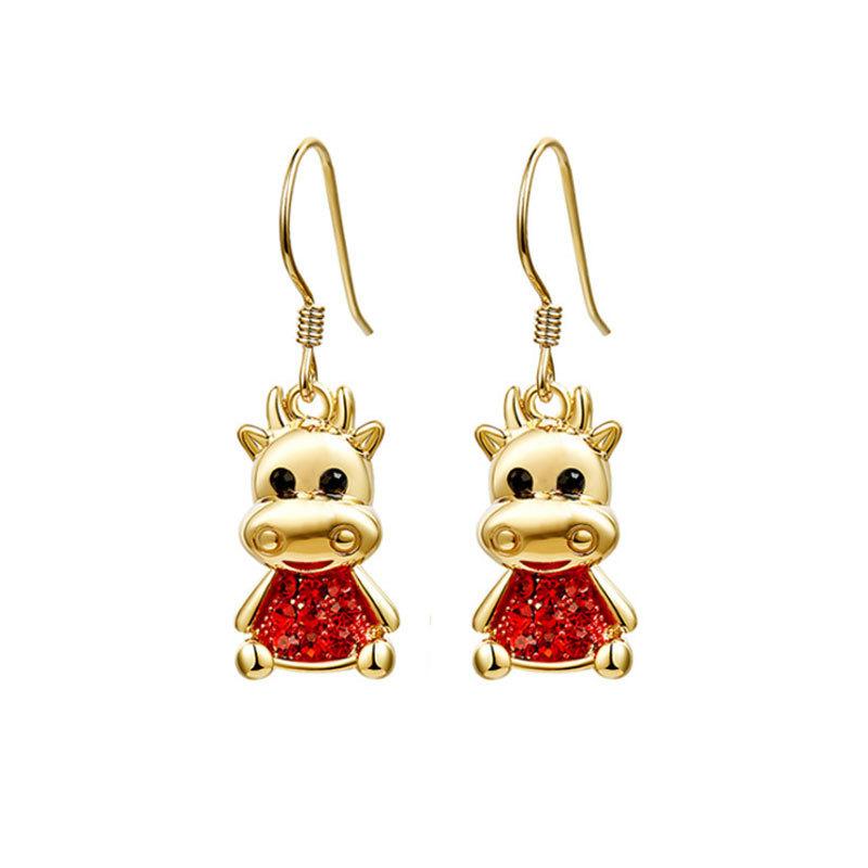 TIMEONLY Chinese Style Golden Ox Drop Earring Red Crystal Hollow Metal Coin Chain Earrings Festival Gifts Jewellery for Women
TIMEONLY Chinese Style Golden Ox Drop Earring Red Crystal Hollow Metal Coin Chain Earrings Festival Gifts Jewellery for Women