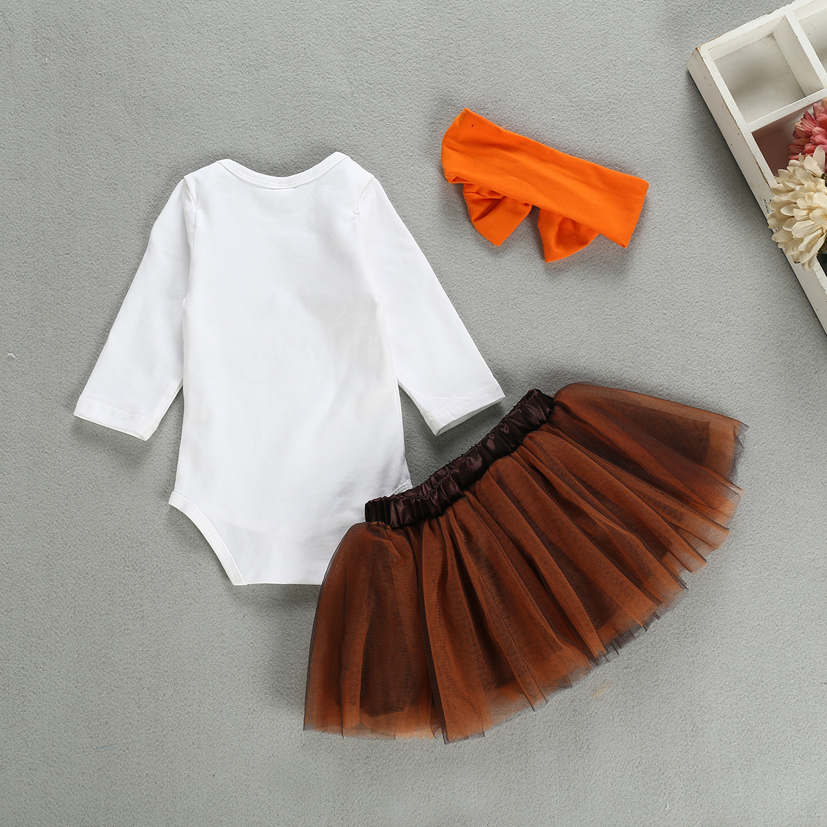 Thanksgiving CHILDREN'S Suit Foreign Trade Hot Selling Infant Long Sleeve Lettered Onesie Gauze Skirts SuitsX1019