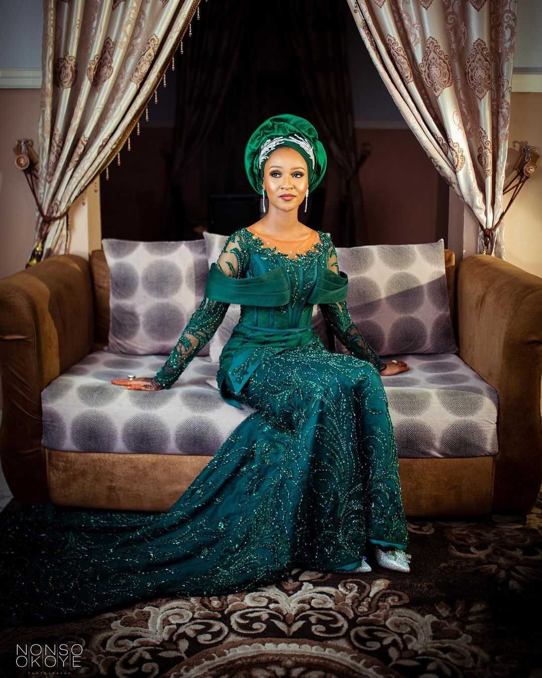 aso ebi arabic luxurious hunter green evening dresses lace beaded prom dresses mermaid formal party second reception gowns zj225