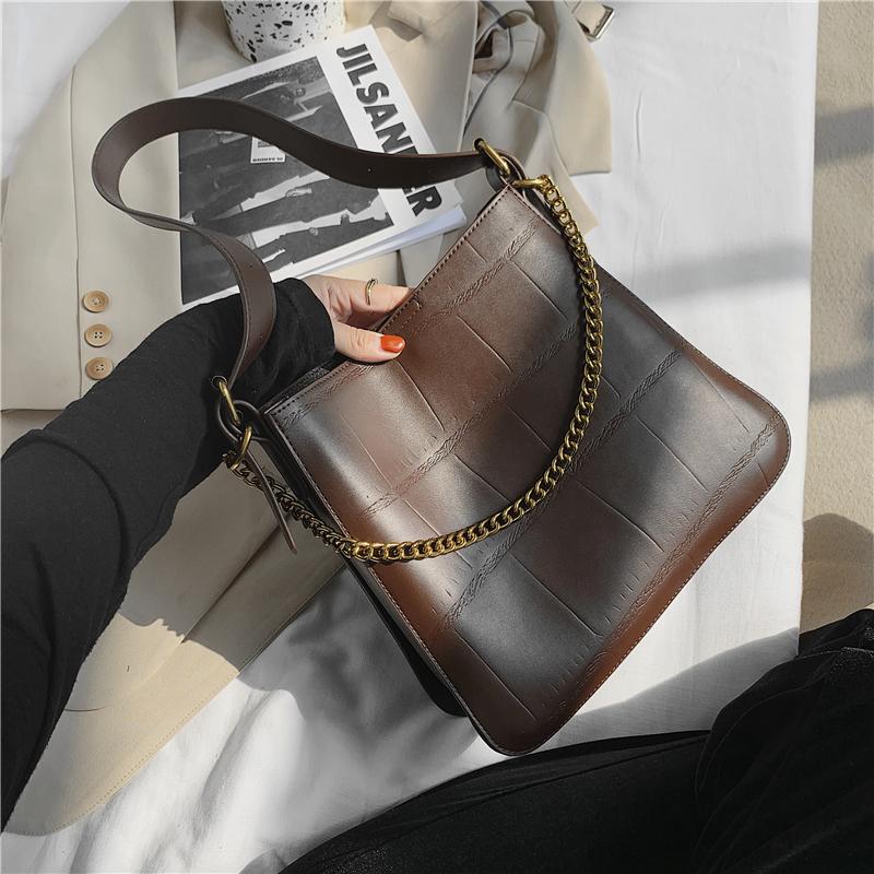 Vintage Stone Pattern Bucket Shoulder Bags For Women Vertical Design Simple Large Capacity PU Leather Work Female Tote Bags 2021, Black
Vintage Stone Pattern Bucket Shoulder Bags For Women Vertical Design Simple Large Capacity PU Leather Work Female Tote Bags 2021, Black