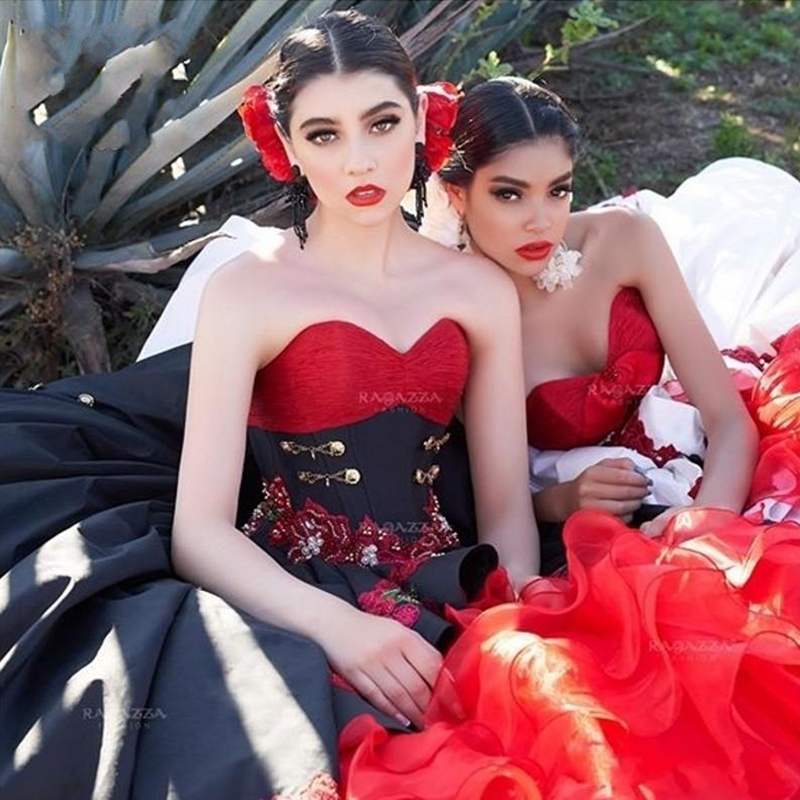 Black Ball Gown Quinceanera Dresses 2021 Off Shoulder Ruffles Sweet 16 Dresses lace-up corset back vestidos de quinceaneras