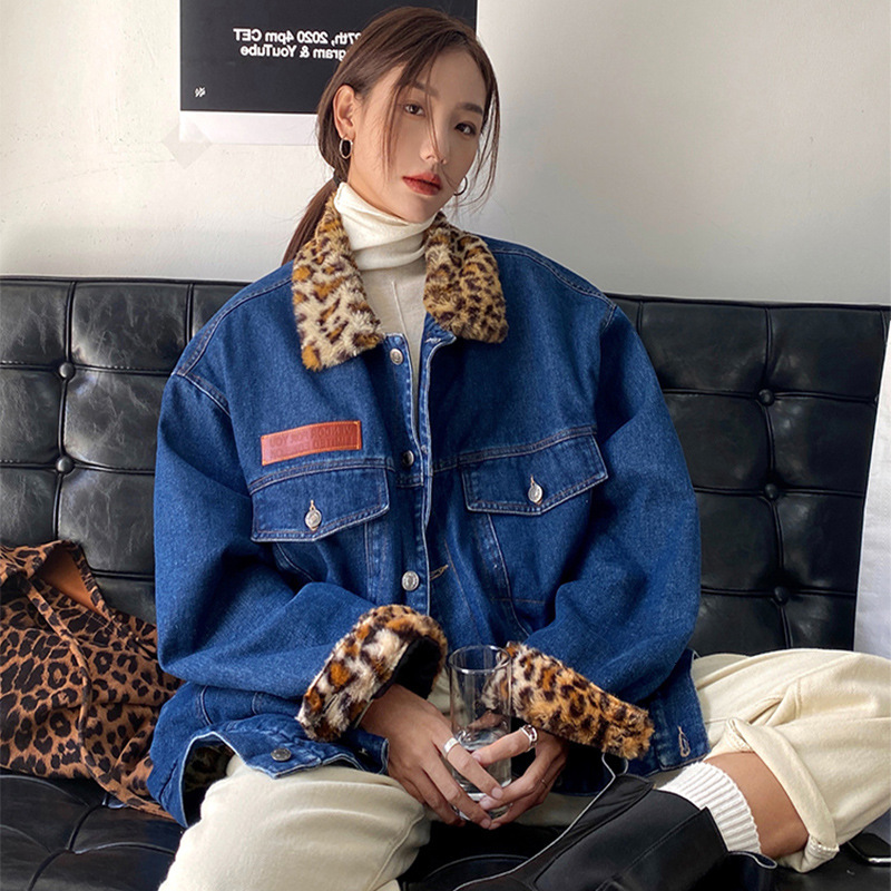 New Printing vintage female leopard denim Korean style jacket autumn velo-lined winter thickening cotton clothing 7ADS, Khaki.
New Printing vintage female leopard denim Korean style jacket autumn velo-lined winter thickening cotton clothing 7ADS, Khaki.