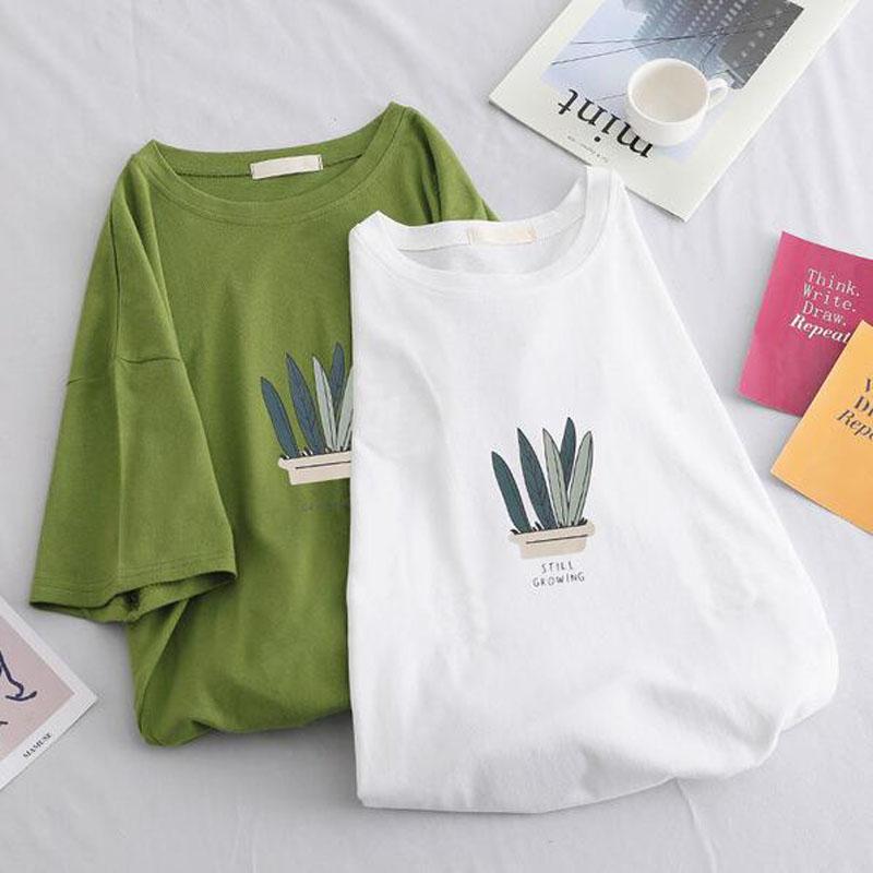 New Fashion Tshirts Women Plant Print Short Sleeve Round Neck Cotton Spandex Female T-shirt Casual Slim Women Tops, White
New Fashion Tshirts Women Plant Print Short Sleeve Round Neck Cotton Spandex Female T-shirt Casual Slim Women Tops, White