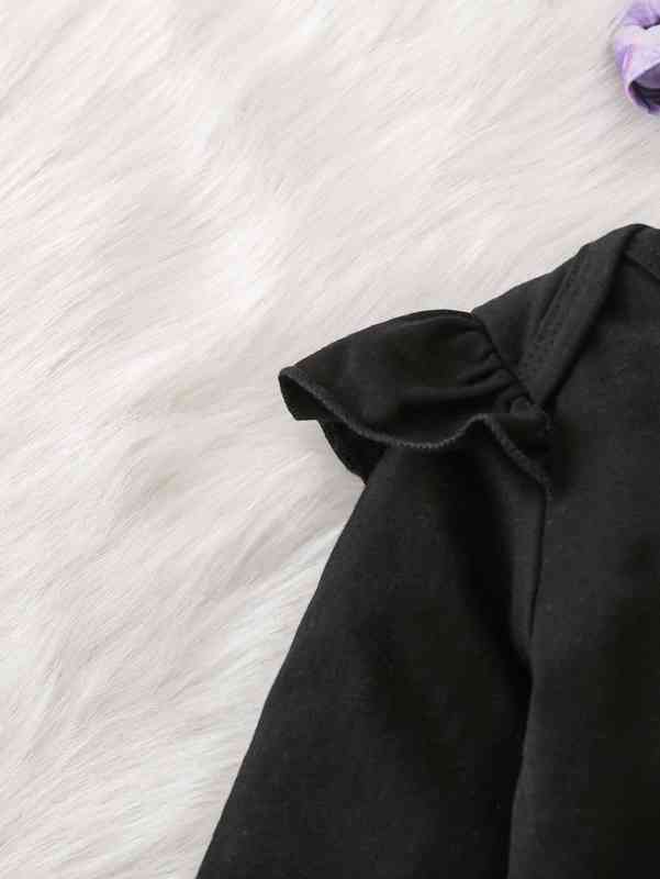 Baby Slogan Graphic Bodysuit & Floral Print Bow Skirt & Headband SHE