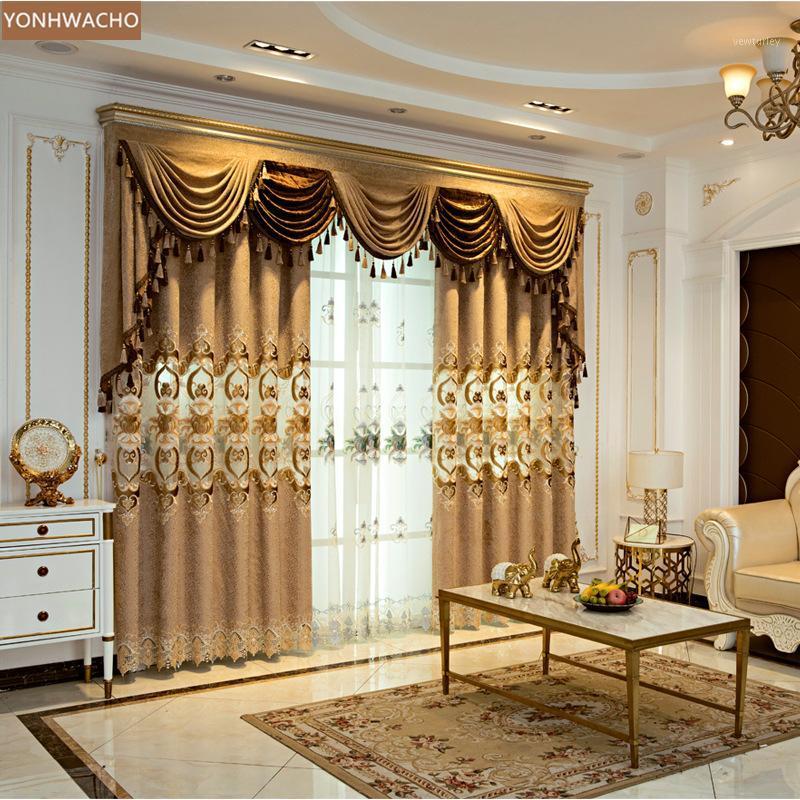 Custom curtain new luxury American style living room chenille embroidery coffee cloth blackout curtain valance tulle panel C1621
Custom curtain new luxury American style living room chenille embroidery coffee cloth blackout curtain valance tulle panel C1621